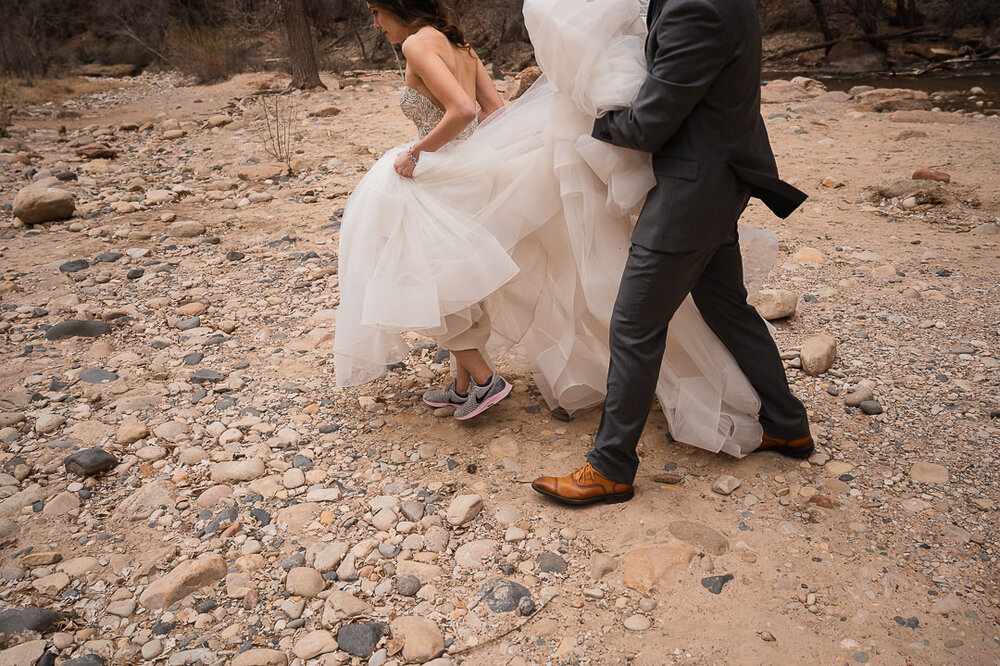 How to hike in a wedding dress — The Drawhorns